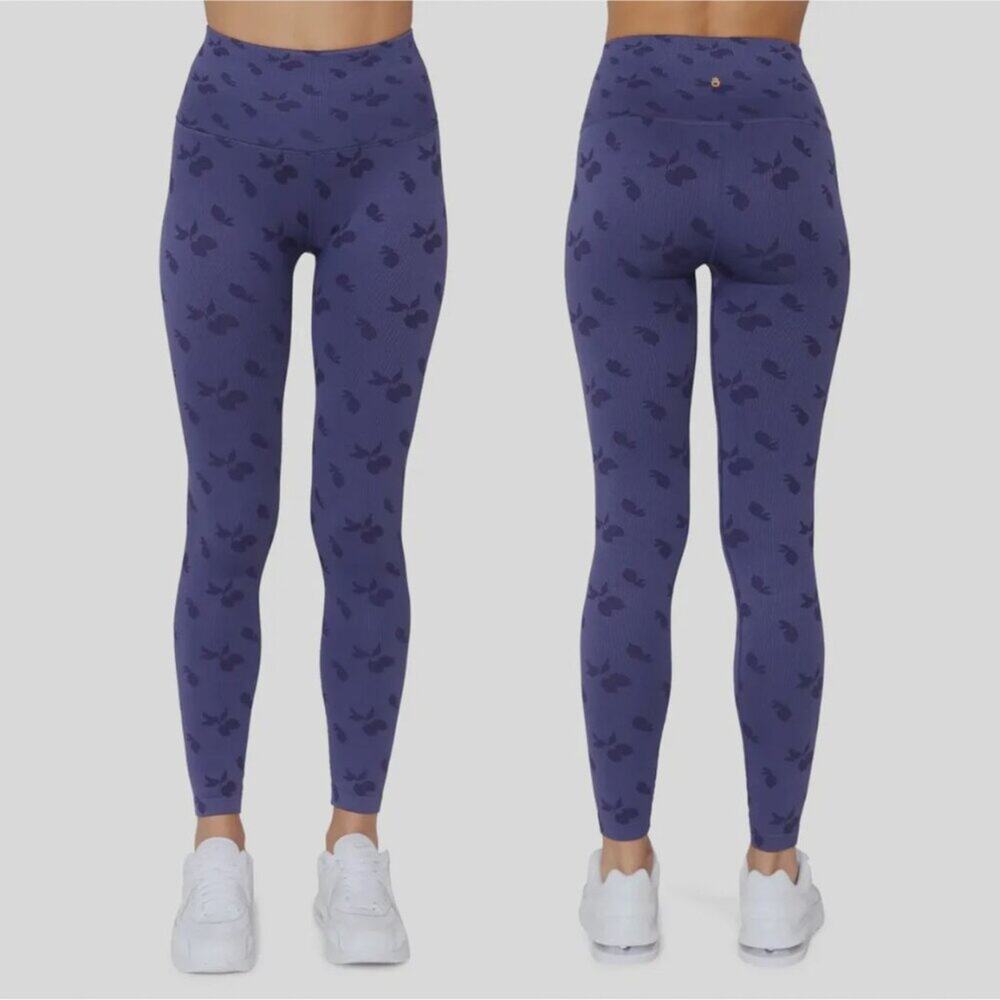 Spiritual Gangster Blue Love Sculpt Patterned Jacquard Leggings